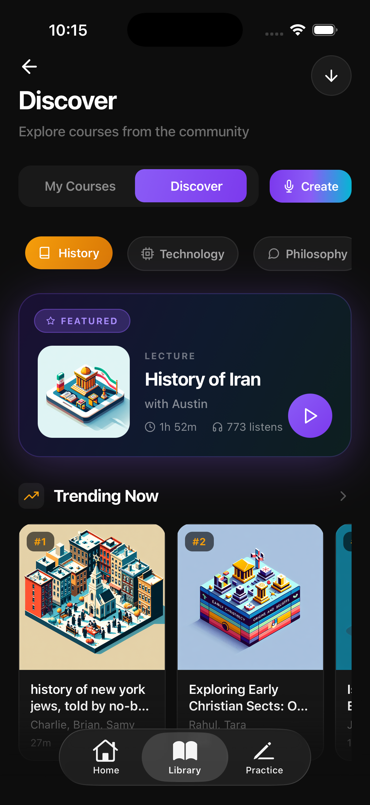 Nemonic Go app - Course library